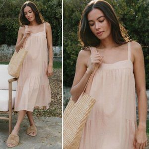 NWT! Jenni Kayne Searsucker Midi Dress blush Size XL